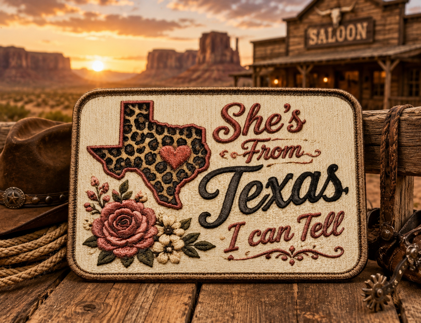 She's From Texas I can Tell UV Printed Hat Patch