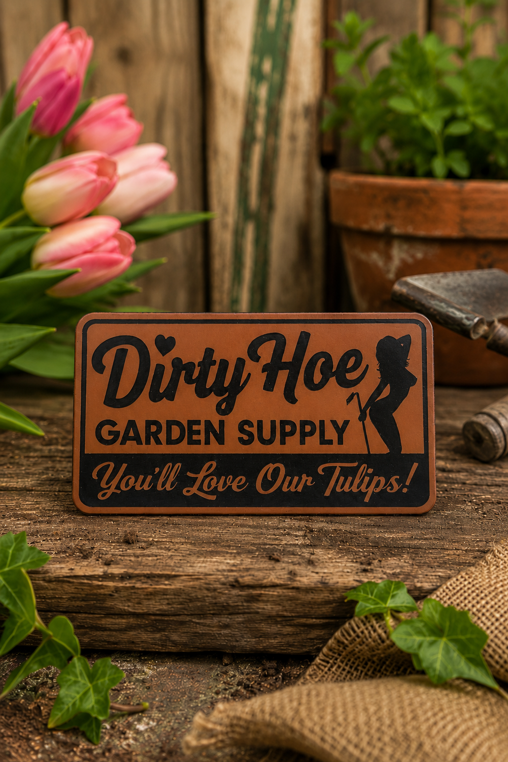 Dirty Hoe Garden Supply Laser Engraved Hat Patch