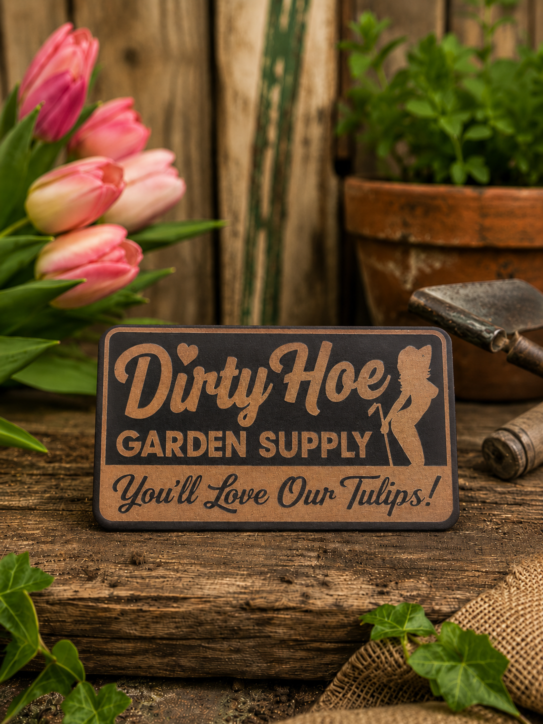 Dirty Hoe Garden Supply Laser Engraved Hat Patch
