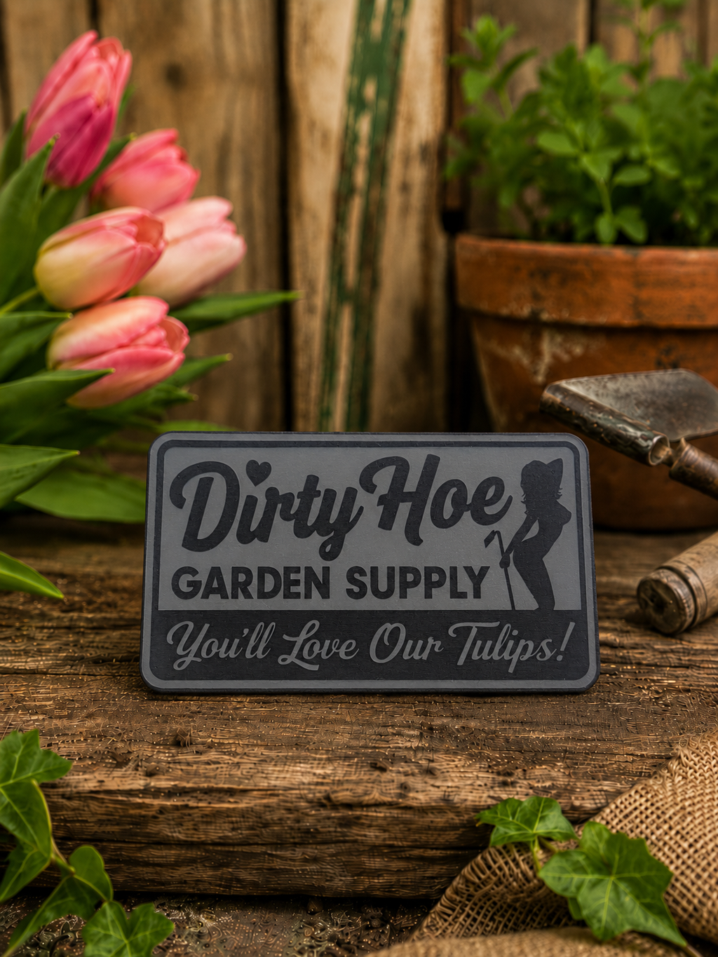 Dirty Hoe Garden Supply Laser Engraved Hat Patch