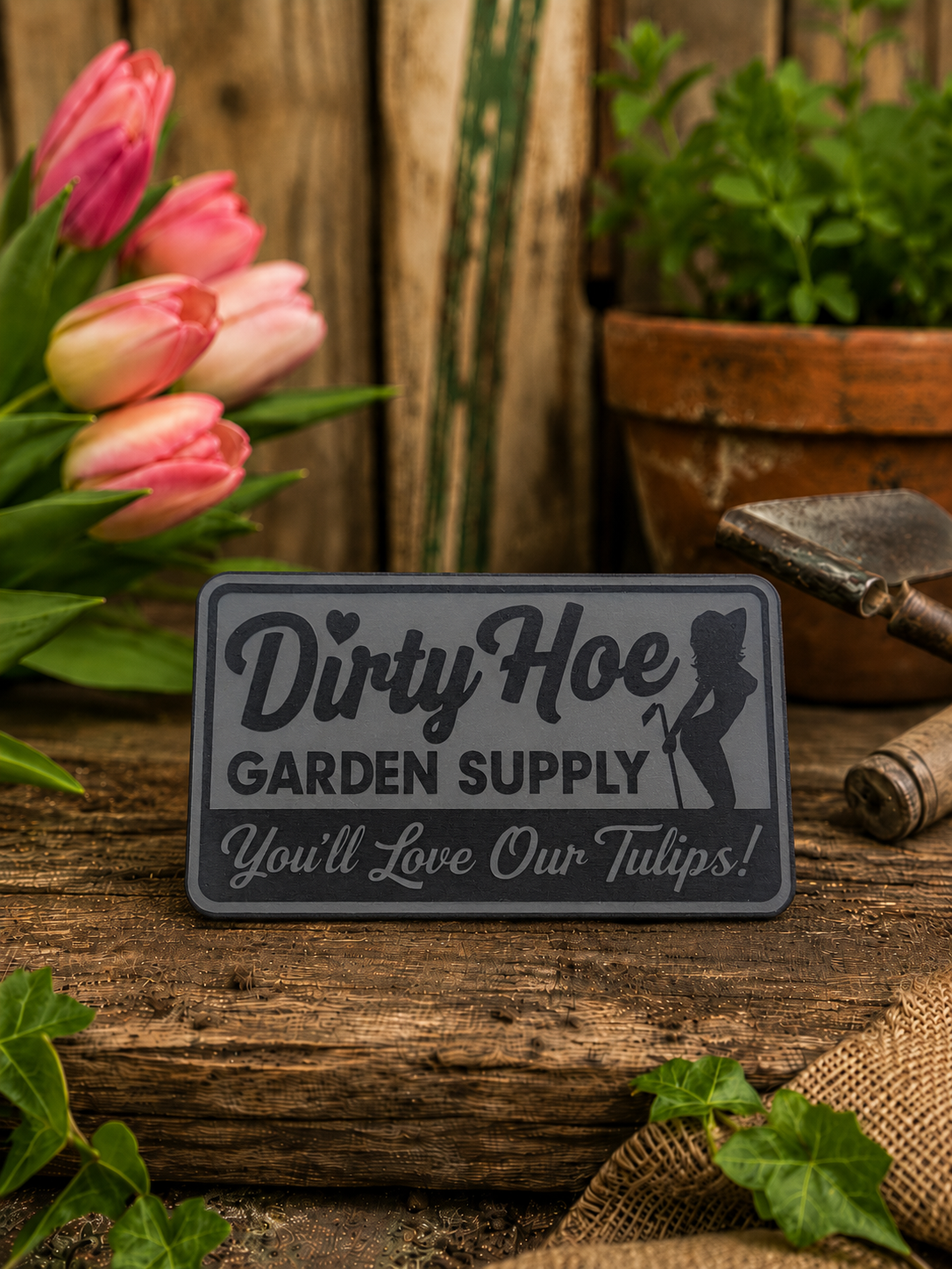 Dirty Hoe Garden Supply Laser Engraved Hat Patch