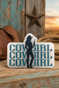Cowgirl Silhouette Laser Engraved Acrylic Hat Patch